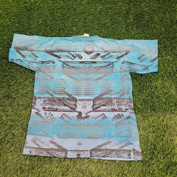 Vintage Y2K Ocean-Blue Cropped Shirt Medium 20x24 Blue Surfer - Picture 2 of 11